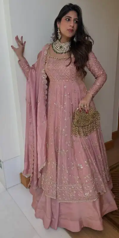 VLM 323 Pink Chinon Silk Lehenga Choli with Lace Work & Embroidery Work. Introductory Price ₹2449. Delivery 4-6 Working Days. Shop now. | Lehenga, Bollywood Lehenga, Creative Lehenga, Designer Lehenga, Embroidered Lehenga, Party Wear Lehenga