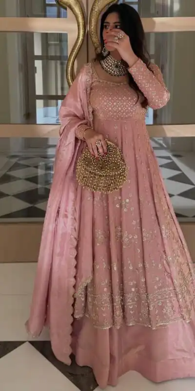 VLM 323 Pink Chinon Silk Lehenga Choli with Lace Work & Embroidery Work. Introductory Price ₹2449. Delivery 4-6 Working Days. Shop now. | Lehenga, Bollywood Lehenga, Creative Lehenga, Designer Lehenga, Embroidered Lehenga, Party Wear Lehenga
