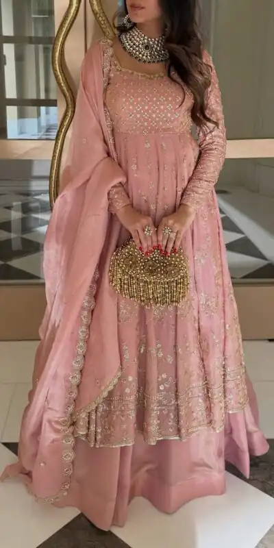 VLM 323 Pink Chinon Silk Lehenga Choli with Lace Work & Embroidery Work. Introductory Price ₹2449. Delivery 4-6 Working Days. Shop now. | Lehenga, Bollywood Lehenga, Creative Lehenga, Designer Lehenga, Embroidered Lehenga, Party Wear Lehenga