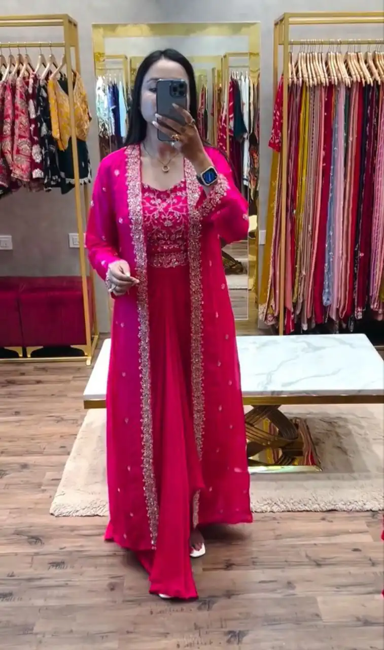 BB 56 Pink Chinon Silk Dhoti Suit with Embroidery Work & Sequins Work. Grab it for ₹1899. Delivery 4-6 Working Days. Shop now. | Designer Suits, Jump Suits, Salwar suit, Casual Suits, Creative suits, Palazzo Suits, Party Wear Suits, Patiala Suits, Straight Suits