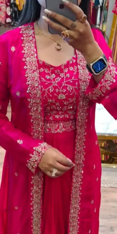 BB 56 Pink Chinon Silk Dhoti Suit with Embroidery Work & Sequins Work. Grab it for ₹1899. Delivery 4-6 Working Days. Shop now. | Designer Suits, Jump Suits, Salwar suit, Casual Suits, Creative suits, Palazzo Suits, Party Wear Suits, Patiala Suits, Straight Suits