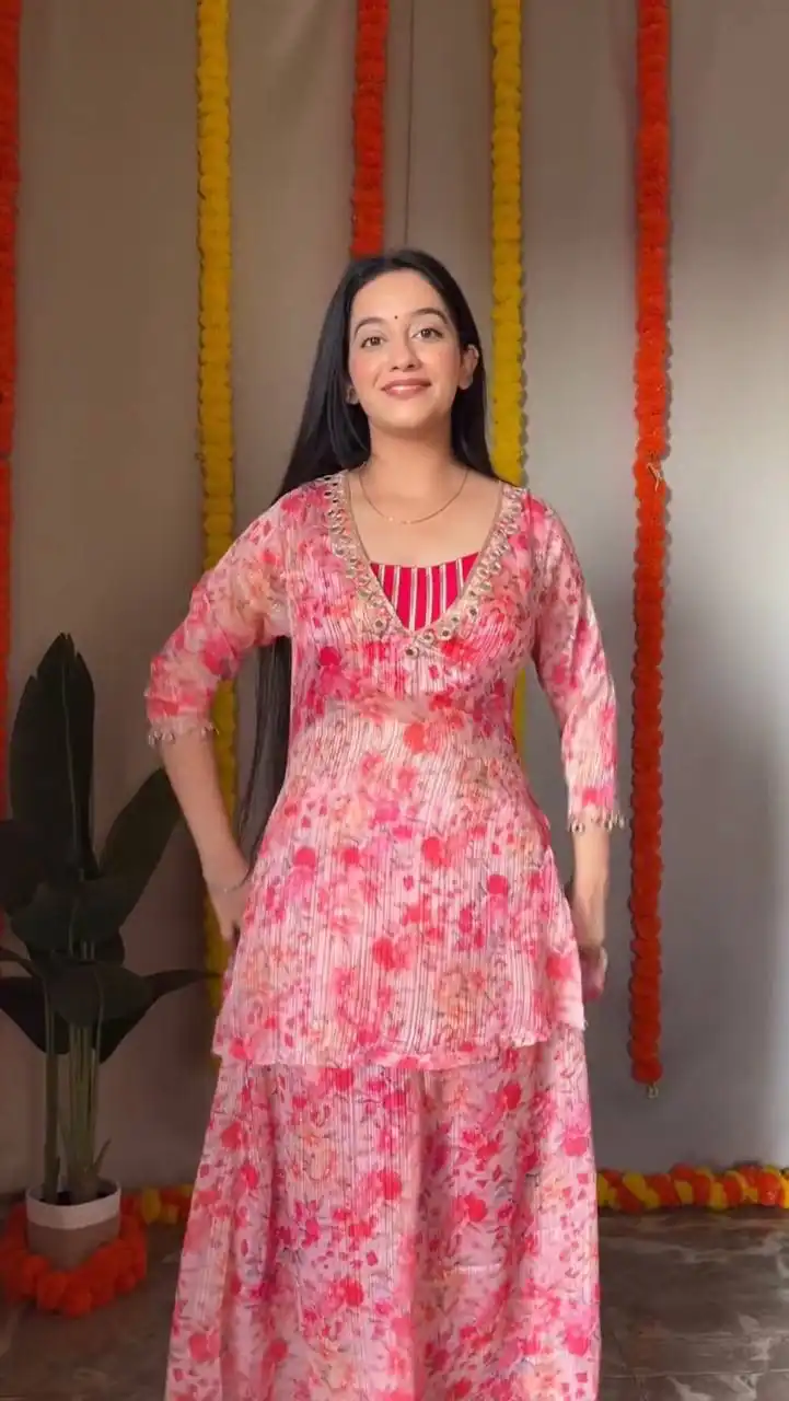 ST 191 Pink Dhamal Jari Salwar Suit with Digital Print & Mirror Work. Available at ₹1699 only. Delivery 4-6 Working Days. Shop now. | Jump Suits, Salwar suit, Designer Suits, Casual Suits, Creative suits, Palazzo Suits, Party Wear Suits, Patiala Suits, Straight Suits