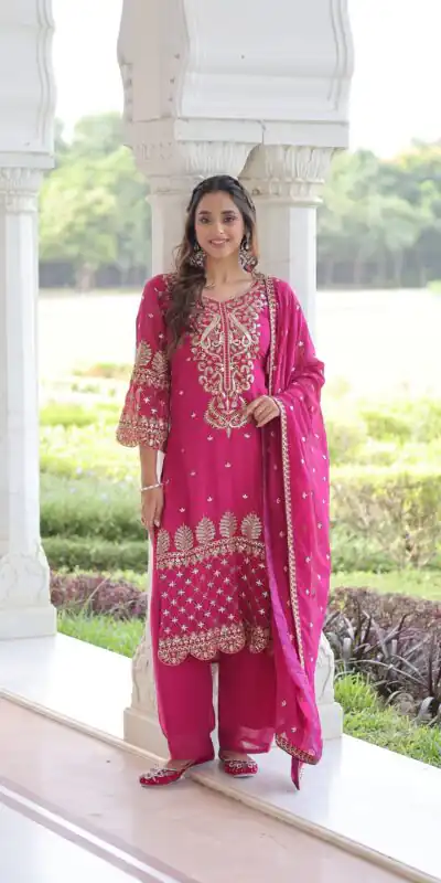 KA 1219 Pink Faux Blooming Salwar SuitPerfect for Wedding, Party, Pongal, Baisakhi, Housewarming – . Now at just ₹2149. Delivery 4-6 Working Days. | Jump Suits, Salwar suit, Designer Suits, Casual Suits, Creative suits, Palazzo Suits, Party Wear Suits, Patiala Suits, Straight Suits