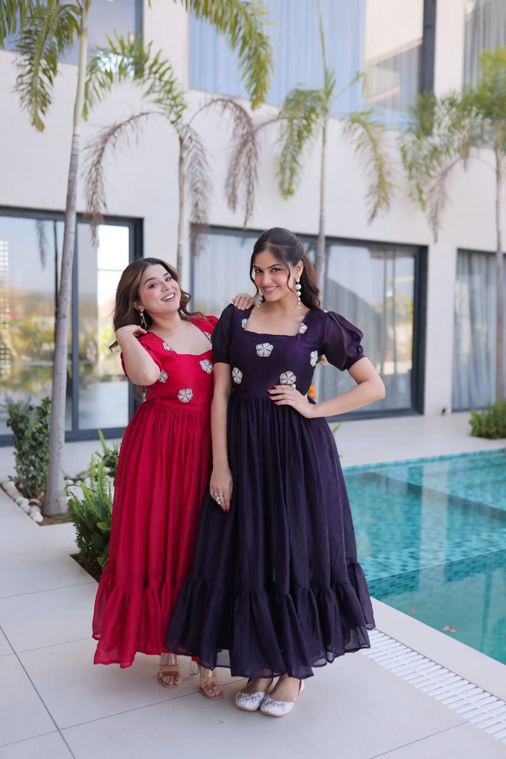 KA 1224 Pink Color Fendi Silk Gown with Embroidery Work & Bead Work. Get it for ₹1769. Delivery 4-6 Working Days. Shop now. | Gowns, Bollywood Gowns, Creative Gowns, Designer Gowns, Embroidered Gowns, Party Wear Gowns