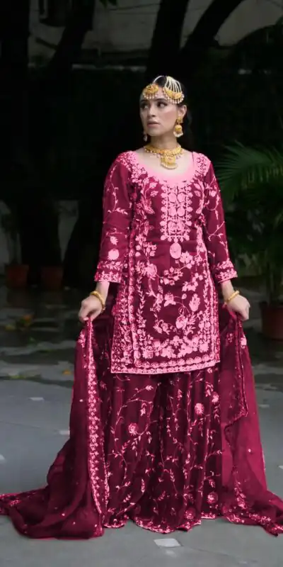 VLM 226 Pink Fox Georgette with Embroidery Work & Lace Work Salwar Suit . Festive Deal ₹2499. Delivery 4-6 Working Days. Shop now. | Jump Suits, Salwar suit, Designer Suits, Casual Suits, Creative suits, Palazzo Suits, Party Wear Suits, Patiala Suits, Straight Suits