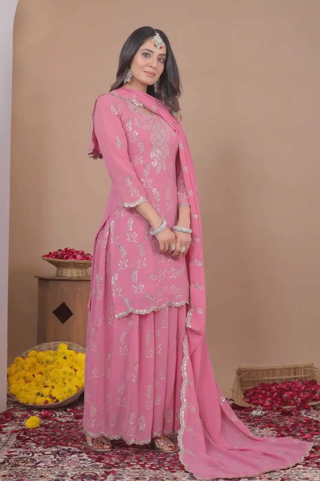 FE 125 Pink Color Georgette Salwar Suit with Embroidery Work. Introductory Price ₹1999. Delivery 4-6 Working Days. Shop now. | Jump Suits, Salwar suit, Designer Suits, Casual Suits, Creative suits, Palazzo Suits, Party Wear Suits, Patiala Suits, Straight Suits