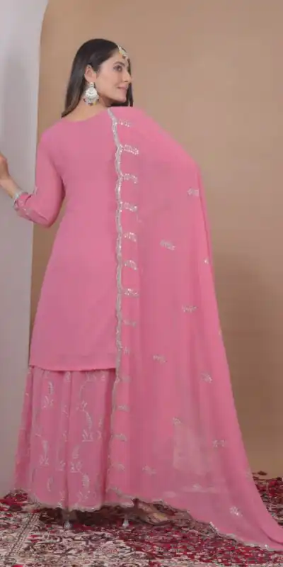 FE 125 Pink Color Georgette Salwar Suit with Embroidery Work. Introductory Price ₹1999. Delivery 4-6 Working Days. Shop now. | Jump Suits, Salwar suit, Designer Suits, Casual Suits, Creative suits, Palazzo Suits, Party Wear Suits, Patiala Suits, Straight Suits
