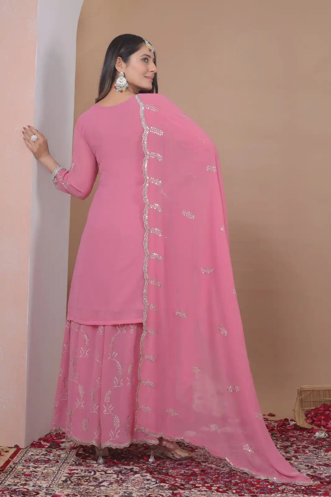 FE 125 Pink Color Georgette Salwar Suit with Embroidery Work. Introductory Price ₹1999. Delivery 4-6 Working Days. Shop now. | Jump Suits, Salwar suit, Designer Suits, Casual Suits, Creative suits, Palazzo Suits, Party Wear Suits, Patiala Suits, Straight Suits