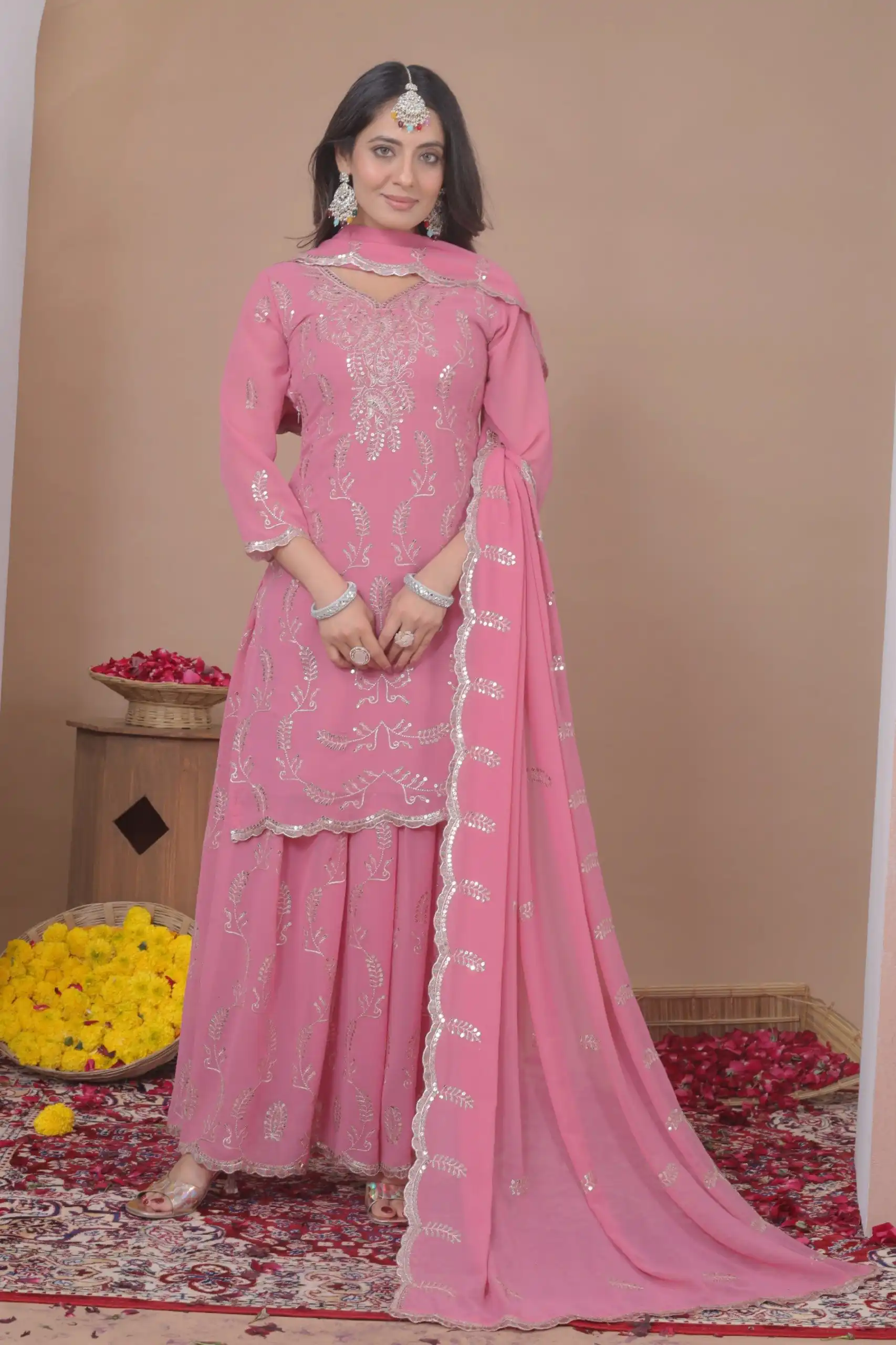 FE 125 Pink Color Georgette Salwar Suit with Embroidery Work. Introductory Price ₹1999. Delivery 4-6 Working Days. Shop now. | Jump Suits, Salwar suit, Designer Suits, Casual Suits, Creative suits, Palazzo Suits, Party Wear Suits, Patiala Suits, Straight Suits