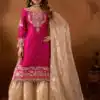 SR 1694 Pink Organza Silk Salwar Suit with Embroidery Work & Lace Work. Exclusive Offer ₹1999. Delivery 4-6 Working Days. Shop now. | Jump Suits, Salwar suit, Designer Suits, Casual Suits, Creative suits, Palazzo Suits, Party Wear Suits, Patiala Suits, Straight Suits