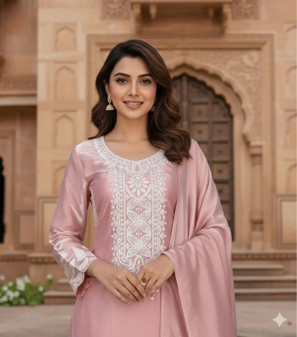 BE 442 Pink Organza Silk Salwar Suit with Embroidery Work & Cowrie Work. Grab it for ₹2049. Delivery 4-6 Working Days. Shop now. | Jump Suits, Salwar suit, Designer Suits, Casual Suits, Creative suits, Palazzo Suits, Party Wear Suits, Patiala Suits, Straight Suits