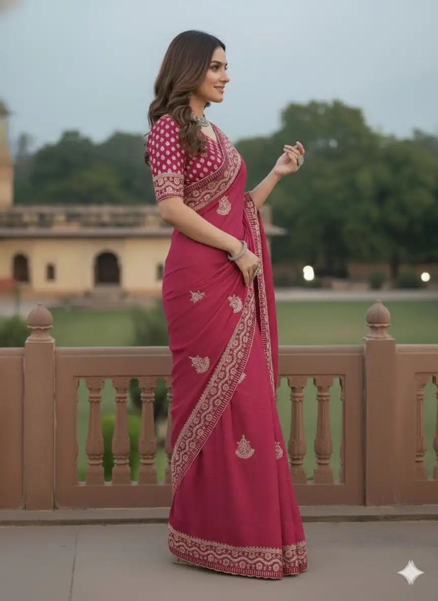 JR 654 Pink Color Soft Gold Crush Saree with Embroidery Work. Affordable Price ₹2049. Delivery 4-6 Working Days. Shop now. | Sarees, Bollywood Sarees, Creative Sarees, Designer Sarees, Embroidered Sarees, Ethnic Saree, Modern Digital sarees, Party Wear Sarees