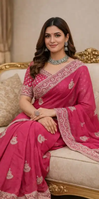 JR 654 Pink Color Soft Gold Crush Saree with Embroidery Work. Affordable Price ₹2049. Delivery 4-6 Working Days. Shop now. | Sarees, Bollywood Sarees, Creative Sarees, Designer Sarees, Embroidered Sarees, Ethnic Saree, Modern Digital sarees, Party Wear Sarees