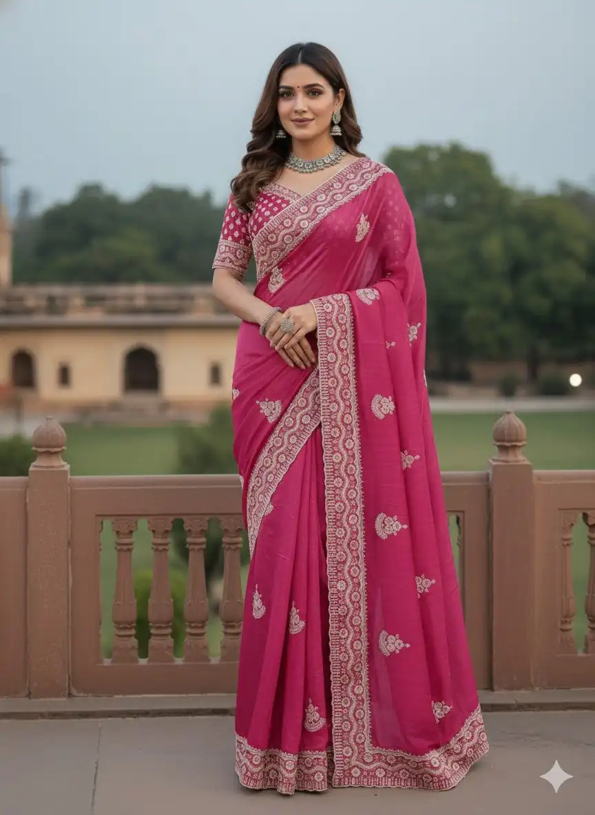JR 654 Pink Color Soft Gold Crush Saree with Embroidery Work. Affordable Price ₹2049. Delivery 4-6 Working Days. Shop now. | Sarees, Bollywood Sarees, Creative Sarees, Designer Sarees, Embroidered Sarees, Ethnic Saree, Modern Digital sarees, Party Wear Sarees