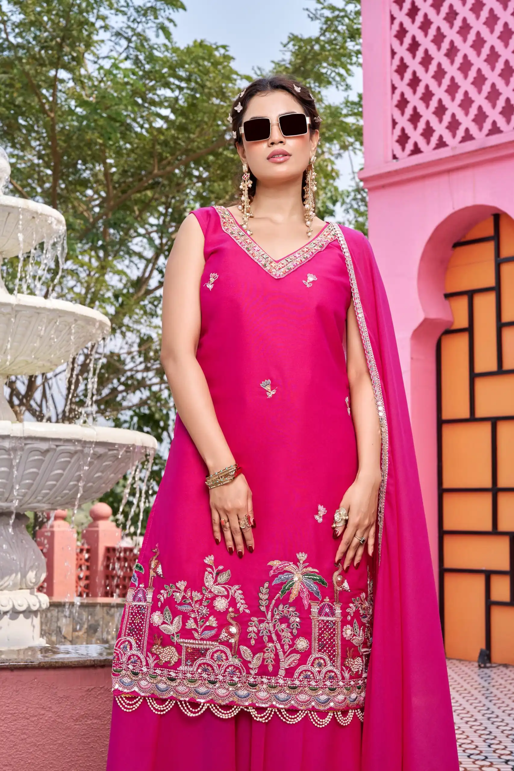 Ram 156 Pink Star Georgette Salwar Suit with Embroidery Work. Available at ₹2649 only. Delivery 4-6 Working Days. Shop now. | Jump Suits, Salwar suit, Designer Suits, Casual Suits, Creative suits, Palazzo Suits, Party Wear Suits, Patiala Suits, Straight Suits