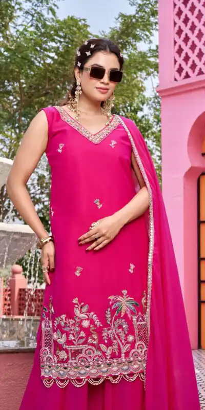 Ram 156 Pink Star Georgette Salwar Suit with Embroidery Work. Available at ₹2649 only. Delivery 4-6 Working Days. Shop now. | Jump Suits, Salwar suit, Designer Suits, Casual Suits, Creative suits, Palazzo Suits, Party Wear Suits, Patiala Suits, Straight Suits