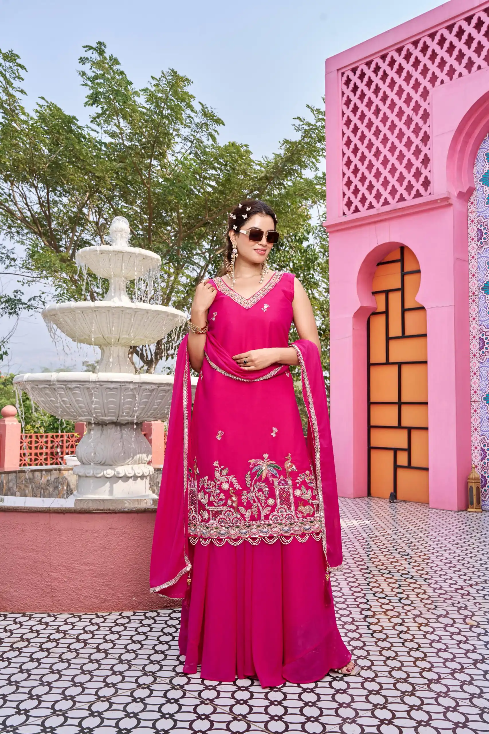 Ram 156 Pink Star Georgette Salwar Suit with Embroidery Work. Available at ₹2649 only. Delivery 4-6 Working Days. Shop now. | Jump Suits, Salwar suit, Designer Suits, Casual Suits, Creative suits, Palazzo Suits, Party Wear Suits, Patiala Suits, Straight Suits