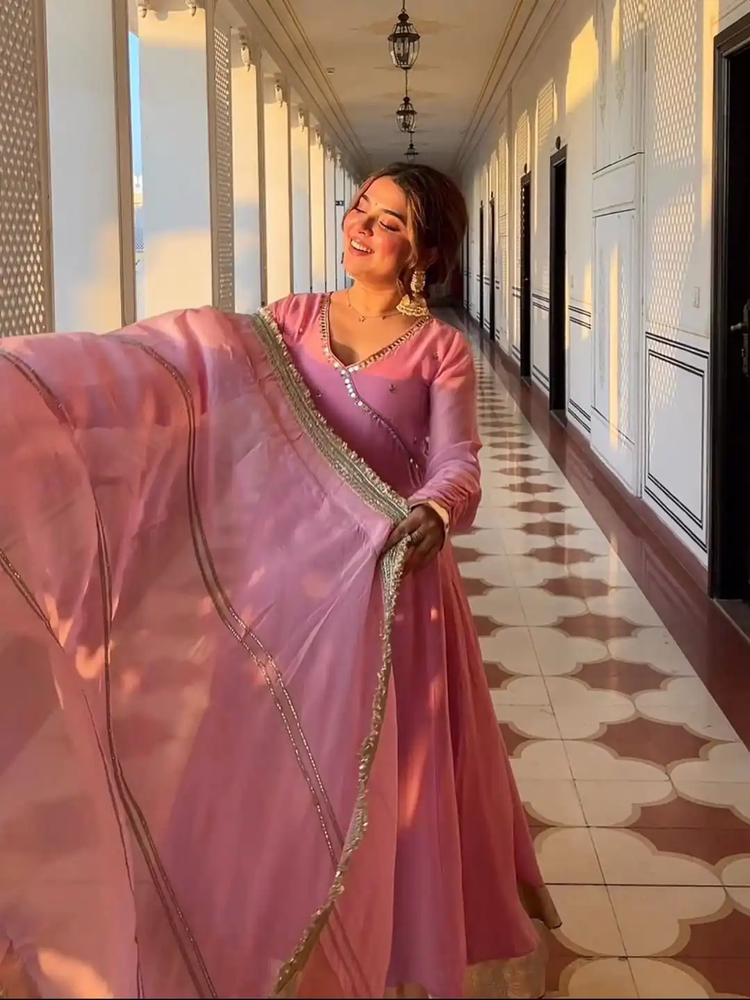 NF 1265 Pink Tabby Organza Anarkali Suit Perfect for Wedding, Party, Reception, Sangeet, Traditional Day – . Grab it for ₹2449. Delivery 4-6 Working Days | Anarkali Suits, Bollywood Anarkali, Creative-Anarkali, Designer Anarkali, Embroidered Anarkali, Party Wear Anarkali