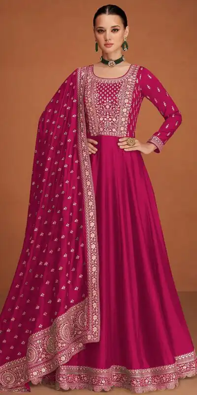 Pink Vichitra Embroidery Work Salwar Suit