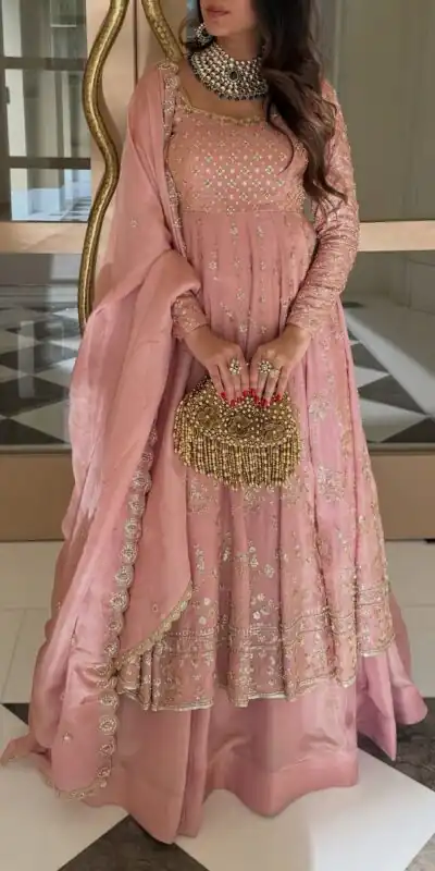 SR 1703 Pink Zimmy Silk Lehenga Choli with Embroidery Work. Introductory Price ₹2549. Delivery 4-6 Working Days. Shop now. | Lehenga, Bollywood Lehenga, Creative Lehenga, Designer Lehenga, Embroidered Lehenga, Party Wear Lehenga