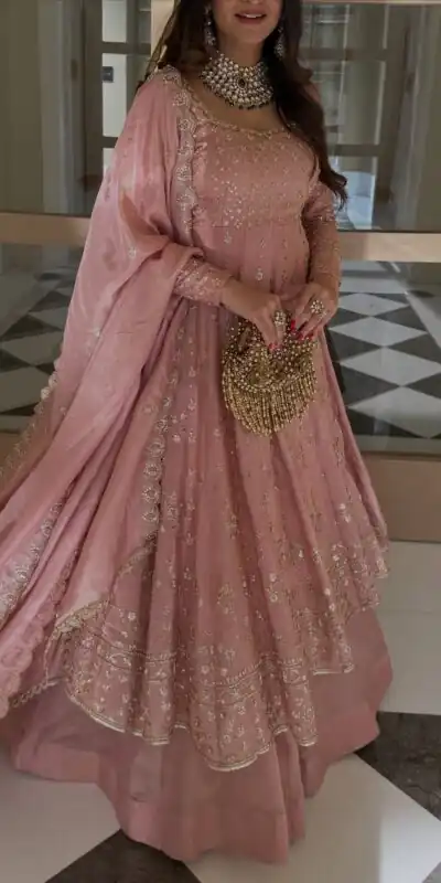 SR 1703 Pink Zimmy Silk Lehenga Choli with Embroidery Work. Introductory Price ₹2549. Delivery 4-6 Working Days. Shop now. | Lehenga, Bollywood Lehenga, Creative Lehenga, Designer Lehenga, Embroidered Lehenga, Party Wear Lehenga