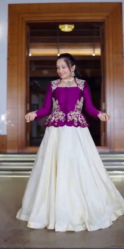 PC 558 Purple Chinon Lehenga Choli with Embroidery Work.Wedding, Party, Festive, Events, Best Price ₹2149. Delivery 4-6 Working Days. Shop now. | Lehenga, Bollywood Lehenga, Creative Lehenga, Designer Lehenga, Embroidered Lehenga, Party Wear Lehenga