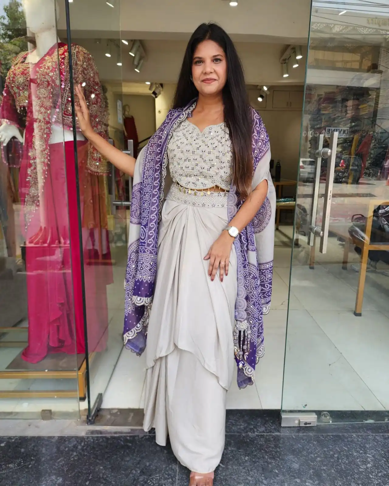 BB 53 Purple Crap Silk Dhoti Suit. Perfect for Wedding, Party, Anniversary, Holi, Temple Visit – Available at ₹2599 only. Delivery 4-6 Working Days. | Jump Suits, Salwar suit, Designer Suits, Casual Suits, Creative suits, Palazzo Suits, Party Wear Suits, Patiala Suits, Straight Suits