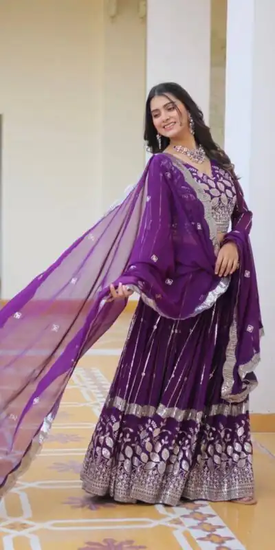 Ram 068 Purple Fox Georgette Lehenga Choli Perfect for Wedding, Party, Ethnic Day, Pongal, Durga Puja – . Affordable Price ₹2649. Delivery 4-6 Working Days. | Lehenga, Bollywood Lehenga, Creative Lehenga, Designer Lehenga, Embroidered Lehenga, Party Wear Lehenga