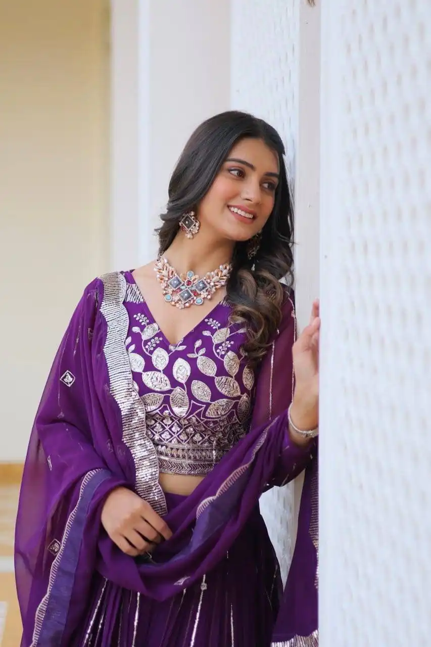 Ram 068 Purple Fox Georgette Lehenga Choli Perfect for Wedding, Party, Ethnic Day, Pongal, Durga Puja – . Affordable Price ₹2649. Delivery 4-6 Working Days. | Lehenga, Bollywood Lehenga, Creative Lehenga, Designer Lehenga, Embroidered Lehenga, Party Wear Lehenga