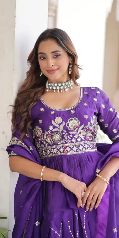 KA 5059 Purple in Gold Crush. Embroidery Work & Zari Work Lehenga Choli Available at ₹2999 only. Delivery 4-6 Working Days. Shop now. | Lehenga, Bollywood Lehenga, Creative Lehenga, Designer Lehenga, Embroidered Lehenga, Party Wear Lehenga