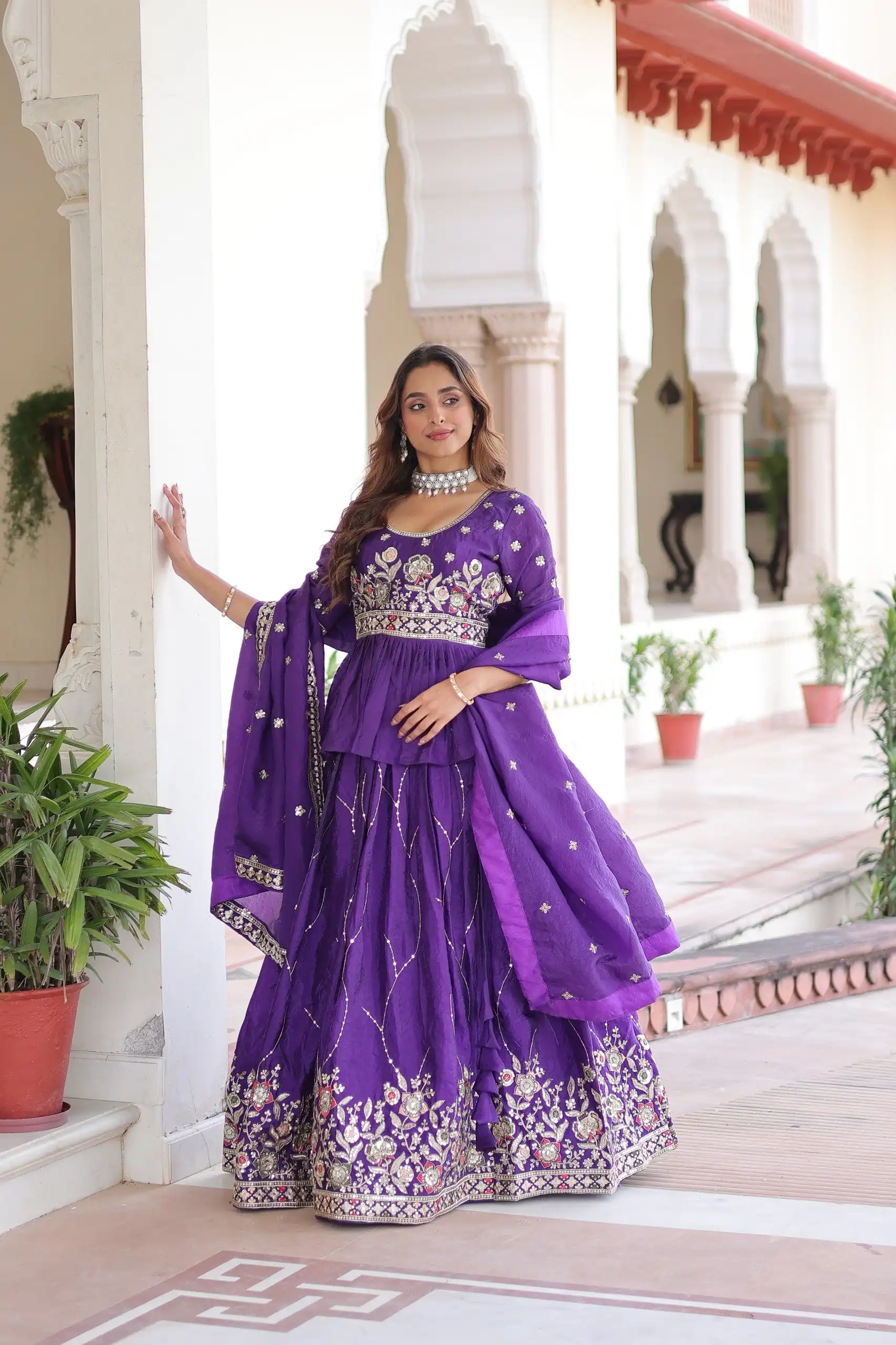 KA 5059 Purple in Gold Crush. Embroidery Work & Zari Work Lehenga Choli Available at ₹2999 only. Delivery 4-6 Working Days. Shop now. | Lehenga, Bollywood Lehenga, Creative Lehenga, Designer Lehenga, Embroidered Lehenga, Party Wear Lehenga