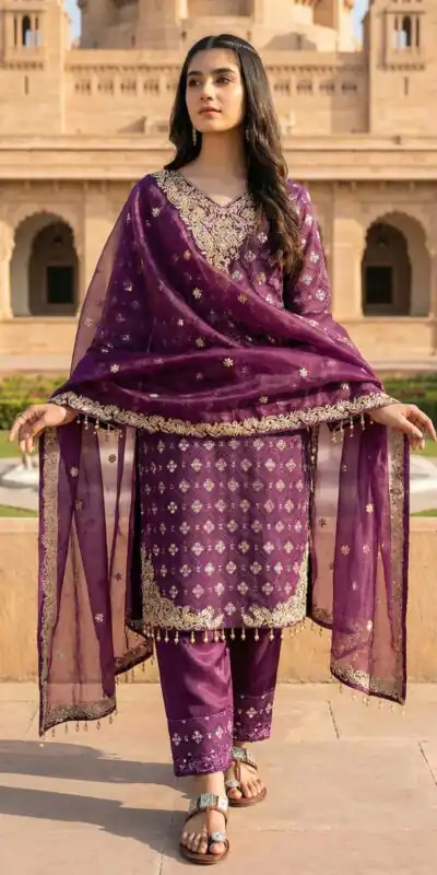ZSR 3158 Purple in Organza Silk Lace Work & Embroidery Work Salwar Suit . Get it for ₹2399. Delivery 4-6 Working Days. Shop now. | Jump Suits, Salwar suit, Designer Suits, Casual Suits, Creative suits, Palazzo Suits, Party Wear Suits, Patiala Suits, Straight Suits