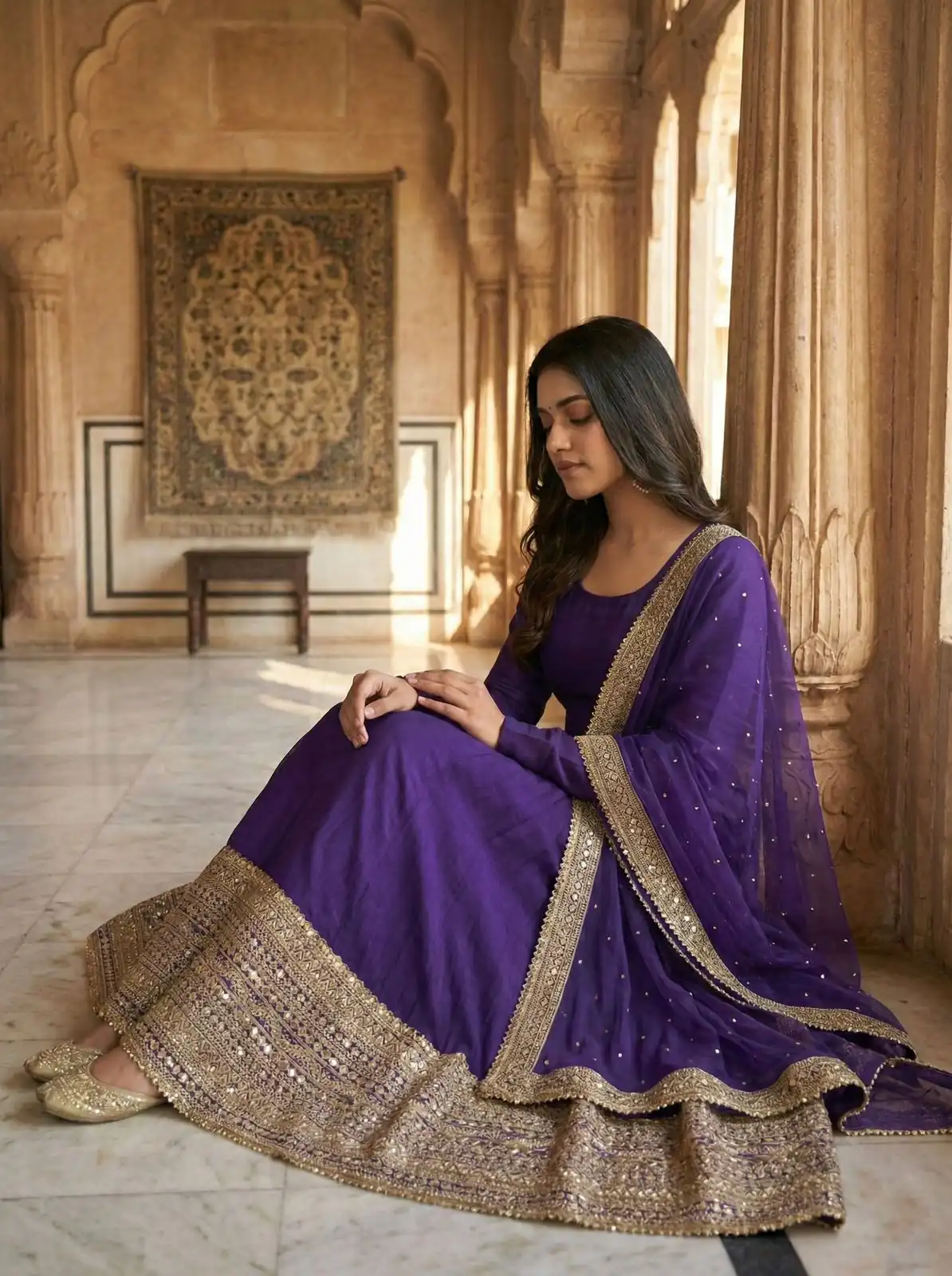 ZSR 3152 Purple Color Roman silk Gown with Embroidery Work & Lace Work. Grab it for ₹2599. Delivery 4-6 Working Days. Shop now. | Gowns, Bollywood Gowns, Creative Gowns, Designer Gowns, Embroidered Gowns, Party Wear Gowns