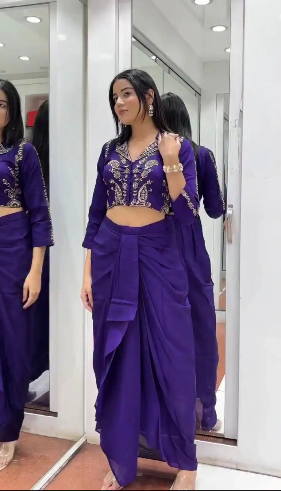BB 44 Purple Soft Chinon Silk Perfect for Wedding, Party, Durga Puja, Diwali, Holi –Dhoti Suit. Introductory Price ₹2099. Delivery 4-6 Working Days | Jump Suits, Salwar suit, Designer Suits, Casual Suits, Creative suits, Palazzo Suits, Party Wear Suits, Patiala Suits, Straight Suits
