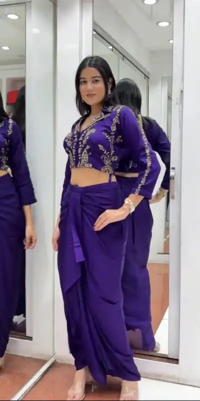 BB 44 Purple Soft Chinon Silk Perfect for Wedding, Party, Durga Puja, Diwali, Holi –Dhoti Suit. Introductory Price ₹2099. Delivery 4-6 Working Days | Jump Suits, Salwar suit, Designer Suits, Casual Suits, Creative suits, Palazzo Suits, Party Wear Suits, Patiala Suits, Straight Suits