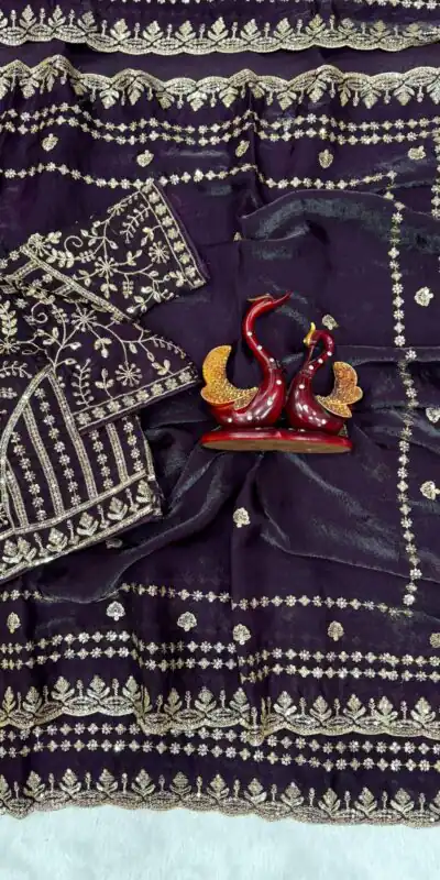 JR 664 Purple in Soft Space Silk Zari Work & Embroidery Work Saree. Available at ₹1949 only. Delivery 4-6 Working Days. Shop now. | Sarees, Bollywood Sarees, Creative Sarees, Designer Sarees, Embroidered Sarees, Ethnic Saree, Modern Digital sarees, Party Wear Sarees