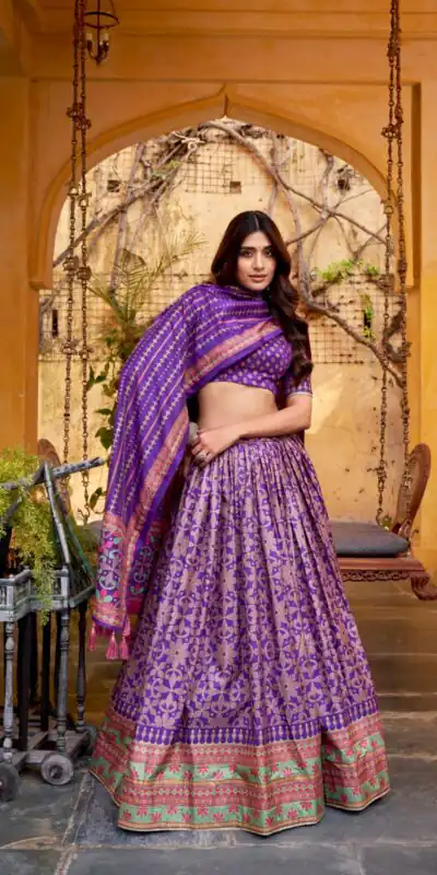 LNB 1201 Purple Tasar Silk Lehenga Choli Perfect for Wedding, Party, Traditional Day, Sangeet, Housewarming – . Introductory Price ₹2499. Delivery 4- | Lehenga, Bollywood Lehenga, Creative Lehenga, Designer Lehenga, Embroidered Lehenga, Party Wear Lehenga