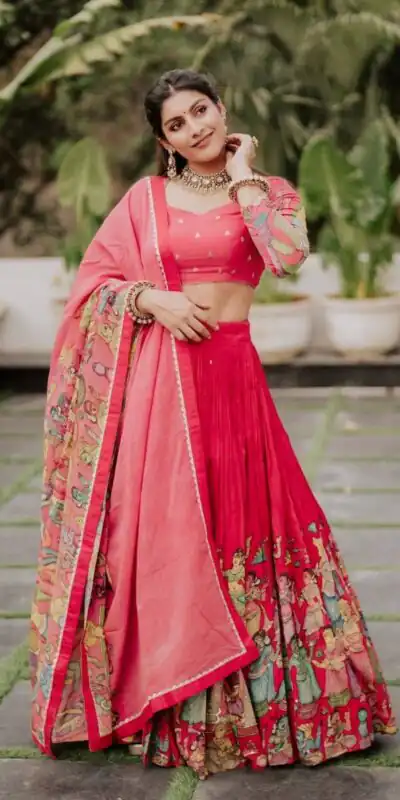 PC 535 Red in Cotton. Kalamkari Print Lehenga Choli Wedding, Party, Festive, Events, Now at just ₹2149. Delivery 4-6 Working Days. Shop now. | Lehenga, Bollywood Lehenga, Creative Lehenga, Designer Lehenga, Embroidered Lehenga, Party Wear Lehenga