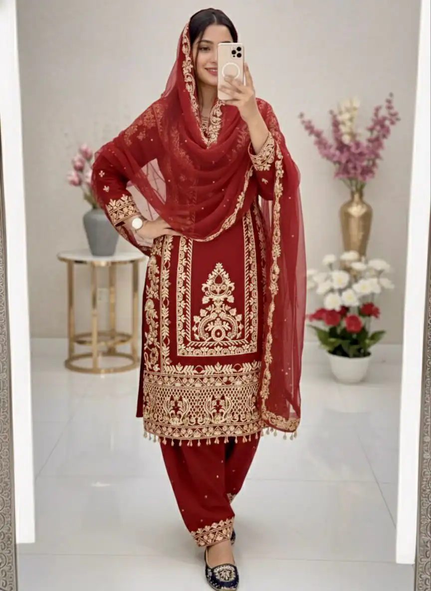 KF 1716 Red in Color Faux Georgette Embroidery Work Salwar Suit . Exclusive Offer ₹2099. Delivery 4-6 Working Days. Shop now. | Jump Suits, Tops & Bottoms, Track Suits, Trendy Wear, Salwar suit, Designer Suits, Casual Suits, Creative suits, Palazzo Suits, Party Wear Suits, Patiala Suits, Straight Suits