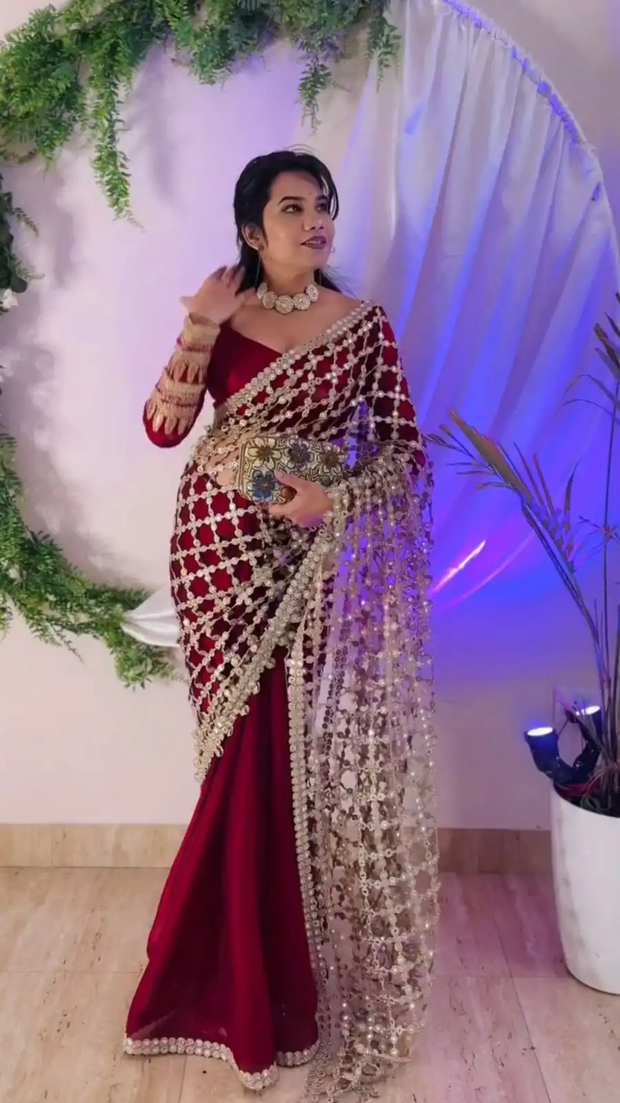 SRK 5322 Red Fendy Silk Saree with Lace Work & Mirror Work. Wedding, Party, Festive, Events, Festive Deal ₹2499. Delivery 4-6 Working Days. Shop now. | Sarees, Bollywood Sarees, Creative Sarees, Designer Sarees, Embroidered Sarees, Ethnic Saree, Modern Digital sarees, Party Wear Sarees