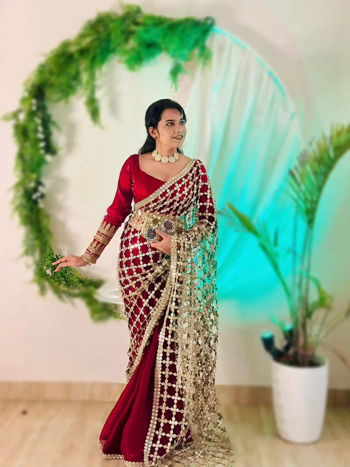 SRK 5322 Red Fendy Silk Saree with Lace Work & Mirror Work. Wedding, Party, Festive, Events, Festive Deal ₹2499. Delivery 4-6 Working Days. Shop now. | Sarees, Bollywood Sarees, Creative Sarees, Designer Sarees, Embroidered Sarees, Ethnic Saree, Modern Digital sarees, Party Wear Sarees