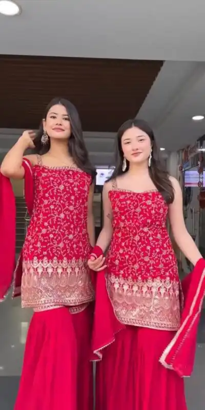 DC 93 Red Fox Georgette Salwar Suit Perfect for Wedding, Party, Eid, Temple Visit, Engagement – . Now at just ₹1899. Delivery 4-6 Working Days. Shop now | Jump Suits, Salwar suit, Designer Suits, Casual Suits, Creative suits, Palazzo Suits, Party Wear Suits, Patiala Suits, Straight Suits