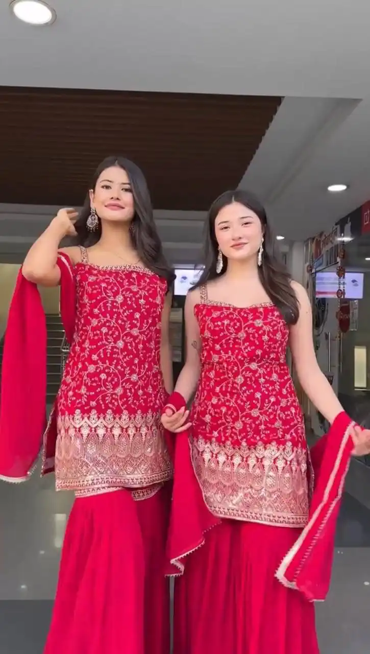 DC 93 Red Fox Georgette Salwar Suit Perfect for Wedding, Party, Eid, Temple Visit, Engagement – . Now at just ₹1899. Delivery 4-6 Working Days. Shop now | Jump Suits, Salwar suit, Designer Suits, Casual Suits, Creative suits, Palazzo Suits, Party Wear Suits, Patiala Suits, Straight Suits