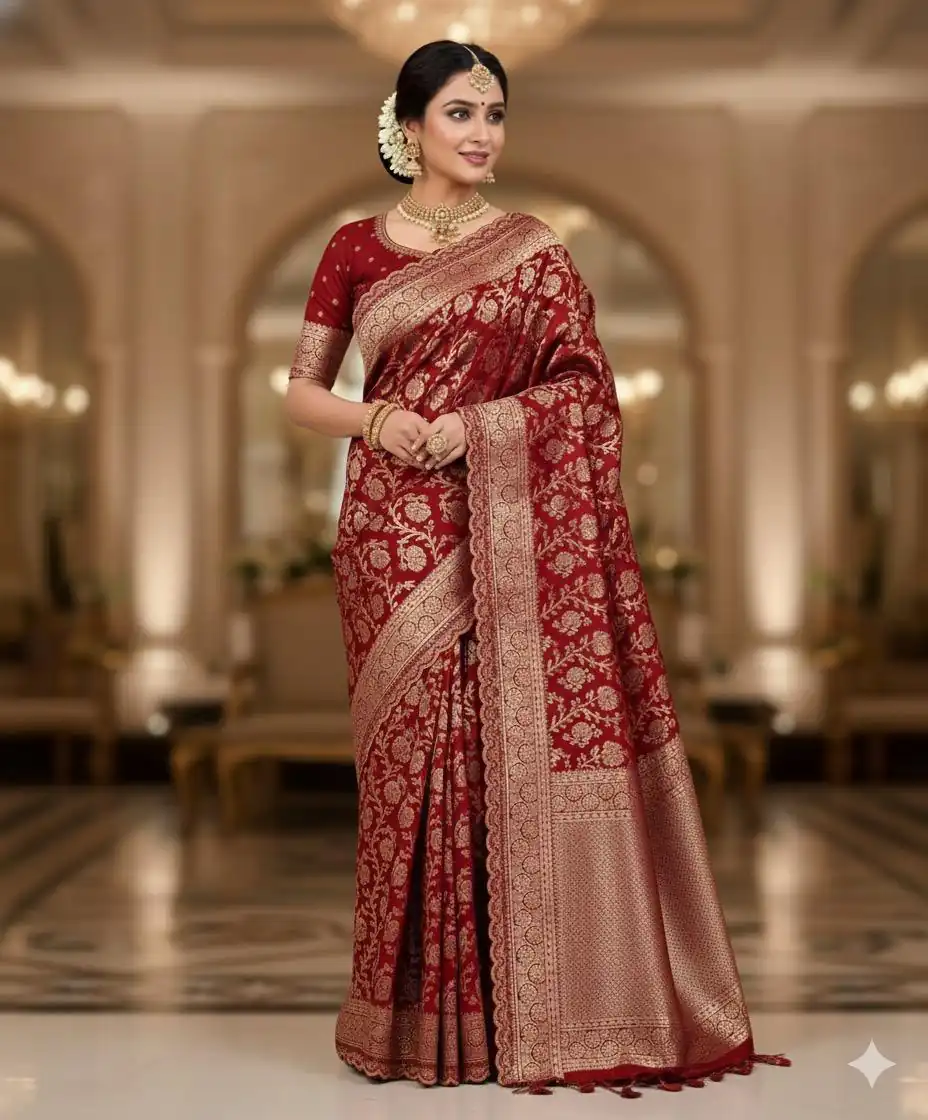 MS 451 Red Litchi Silk Saree with Embroidery Work & Lace Work. Available at ₹1399 only. Delivery 4-6 Working Days. Shop now. | Sarees, Bollywood Sarees, Creative Sarees, Designer Sarees, Embroidered Sarees, Ethnic Saree, Modern Digital sarees, Party Wear Sarees