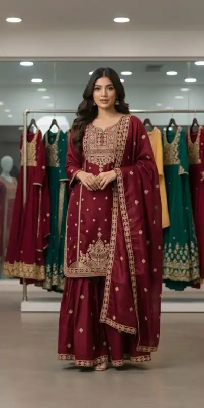 LG 2056 Red Organza Salwar Suit with Embroidery Work. Wedding, Party, Festive, Events Festive Deal ₹2099. Delivery 4-6 Working Days. Shop now. | Jump Suits, Salwar suit, Designer Suits, Casual Suits, Creative suits, Palazzo Suits, Party Wear Suits, Patiala Suits, Straight Suits