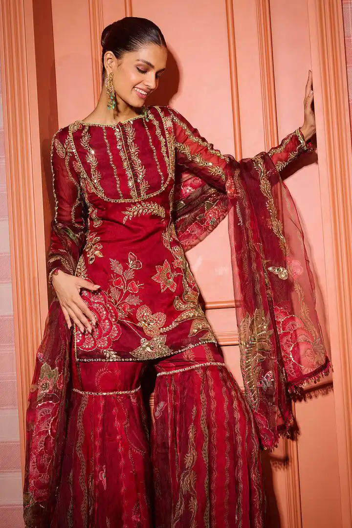 BD 1826 Red Tabby Silk Salwar Suit with Mirror Work & Sequins Work. Available at ₹2449 only. Delivery 4-6 Working Days. Shop now. | Jump Suits, Salwar suit, Designer Suits, Casual Suits, Creative suits, Palazzo Suits, Party Wear Suits, Patiala Suits, Straight Suits