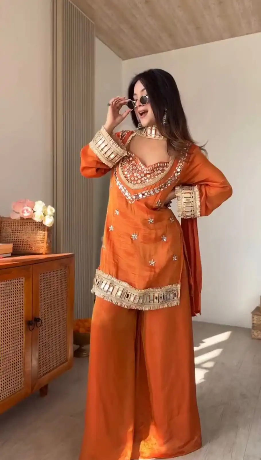 SRK 5326 Rust Fendy Silk Salwar Suit with Mirror Work & Lace Work. Affordable Price ₹2399. Delivery 4-6 Working Days. Shop now. | Jump Suits, Salwar suit, Designer Suits, Casual Suits, Creative suits, Palazzo Suits, Party Wear Suits, Patiala Suits, Straight Suits
