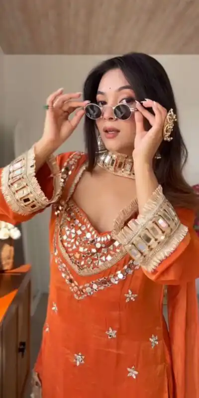 SRK 5326 Rust Fendy Silk Salwar Suit with Mirror Work & Lace Work. Affordable Price ₹2399. Delivery 4-6 Working Days. Shop now. | Jump Suits, Salwar suit, Designer Suits, Casual Suits, Creative suits, Palazzo Suits, Party Wear Suits, Patiala Suits, Straight Suits