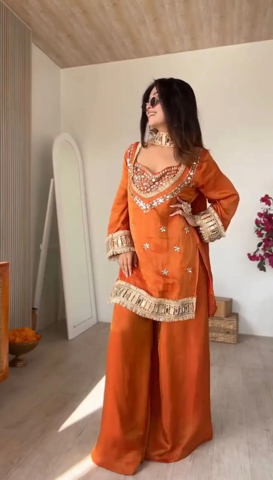 SRK 5326 Rust Fendy Silk Salwar Suit with Mirror Work & Lace Work. Affordable Price ₹2399. Delivery 4-6 Working Days. Shop now. | Jump Suits, Salwar suit, Designer Suits, Casual Suits, Creative suits, Palazzo Suits, Party Wear Suits, Patiala Suits, Straight Suits