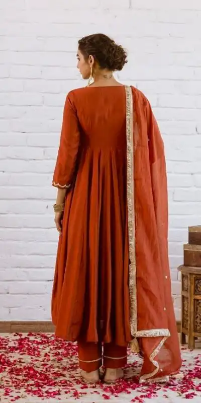 SRk 5324 Rust Color Vichitra silk Gown with Bead Work & Lace Work. Now at just ₹1849. Delivery 4-6 Working Days. Shop now. | Gowns, Bollywood Gowns, Creative Gowns, Designer Gowns, Embroidered Gowns, Party Wear Gowns